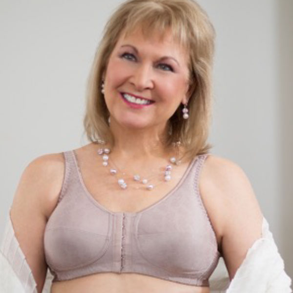 woman wearing 123 front close rose contour bra