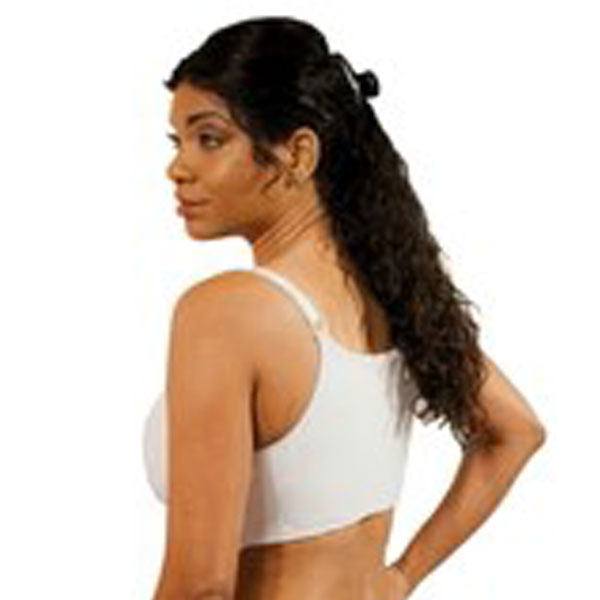 woman wearing allyson 750 post surgical bra back view
